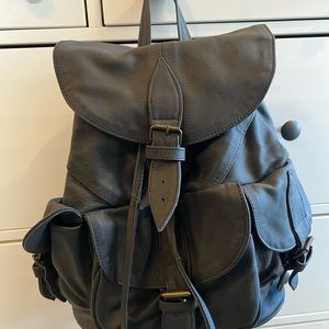 Genuine leather black backpack bag